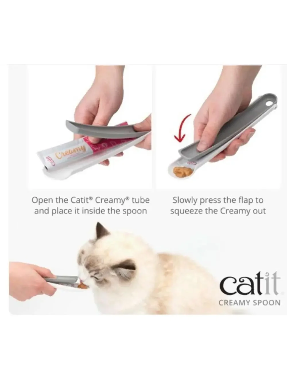 Catit Creamy Spoon Cat Treat Dispenser Feeding Spoon Accessory Tool Pet Cats GUC
